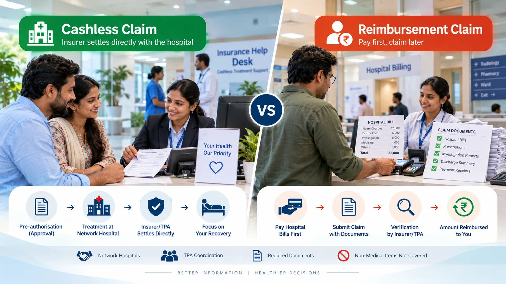 Cashless vs reimbursement: how health insurance claims actually work